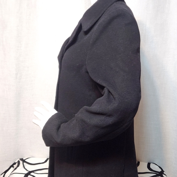 George Double-Breasted Faux Wool Peacoat Jet Black Medium Womens - Picture 6 of 16